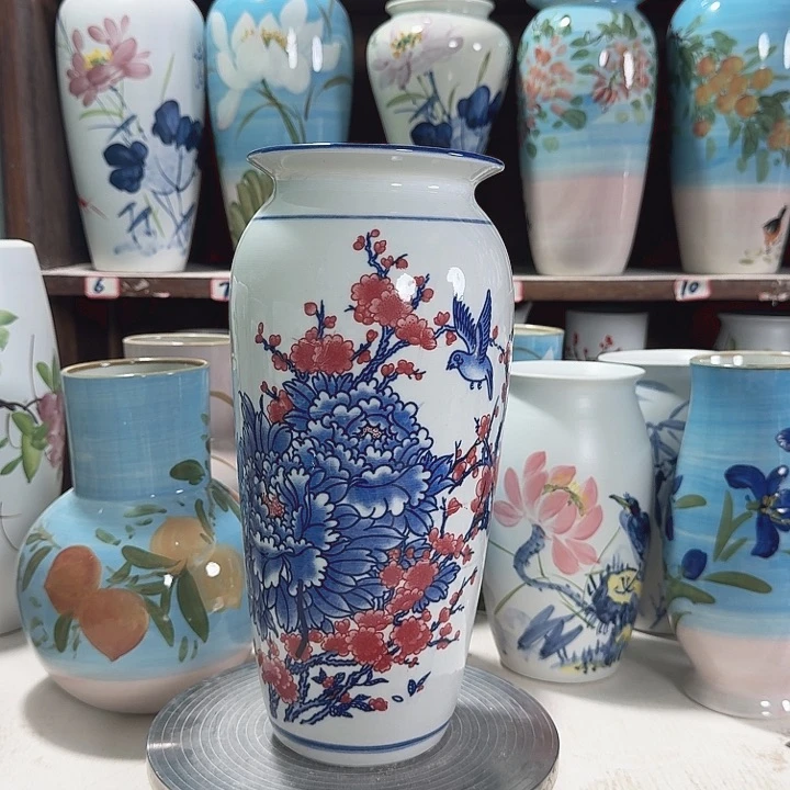 高32青花红牡丹新款陶瓷陶瓷陶瓷