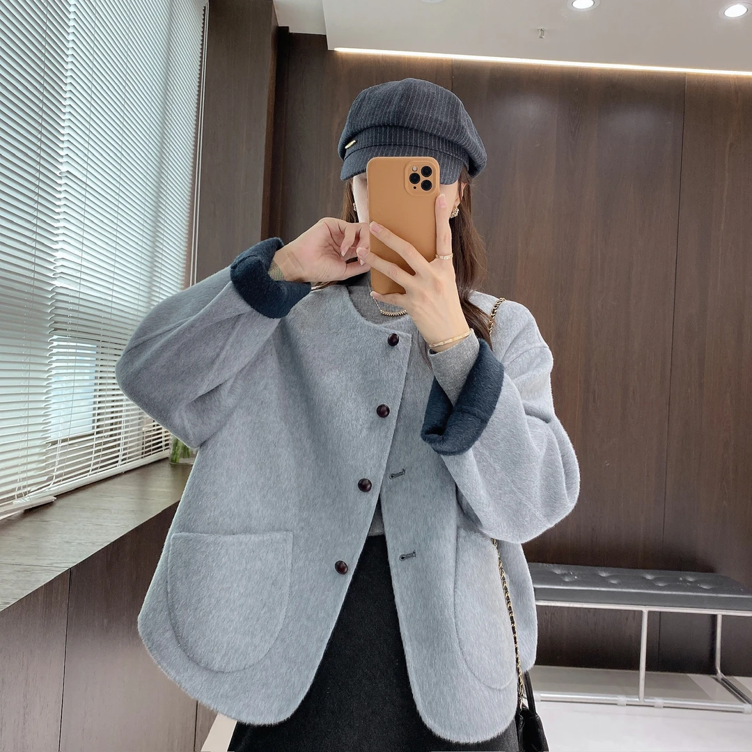 IMFLY金小金自制女装 绵羊毛大衣DYW9877秋冬韩版双面穿毛呢外套