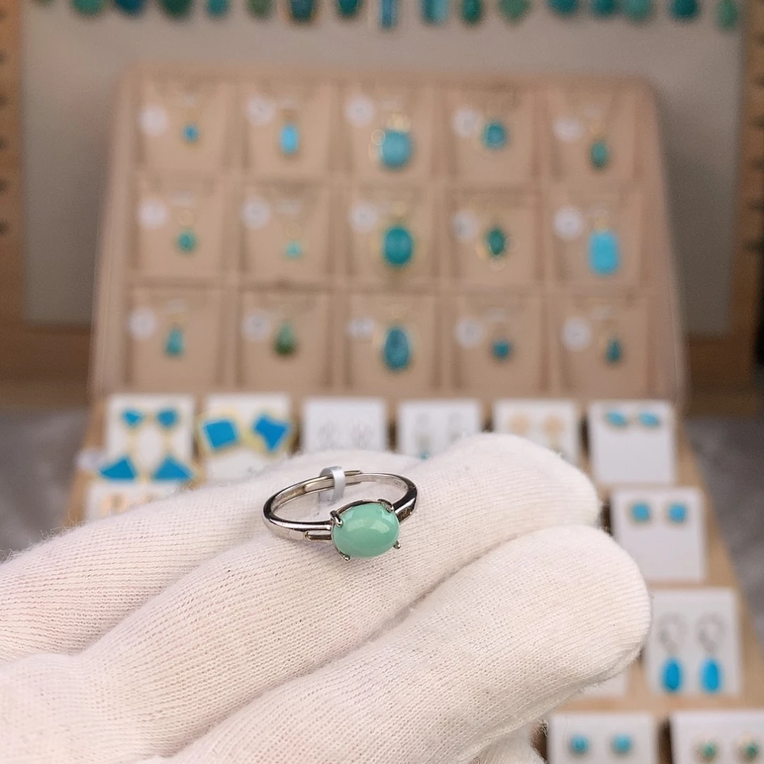 绿松石银S925镶嵌戒指