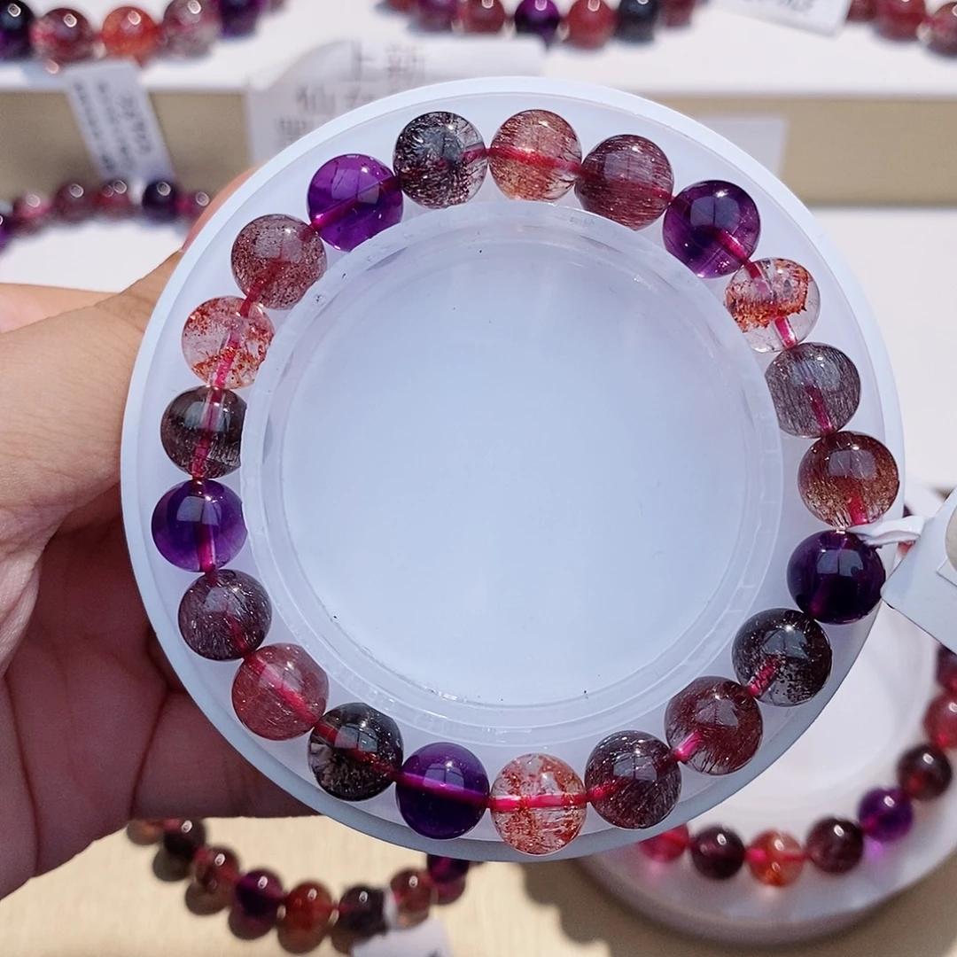 水晶未镶嵌手链黑加侖9+