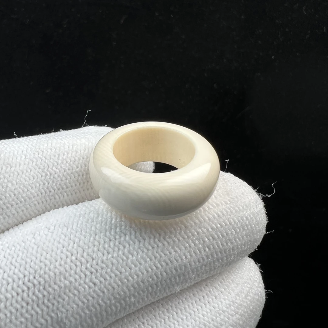 J4452天然猛犸牙跑环戒指内径14.3mm支持鉴定 假一罚四