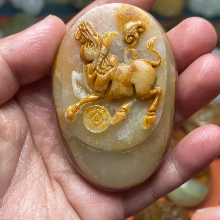 石材天然方解石手把件不退换