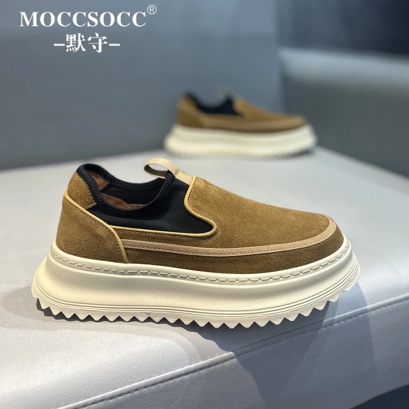 MOCCSOCC板鞋男款厚底增高鞋轻奢潮流一脚蹬懒人鞋时尚百搭休闲鞋