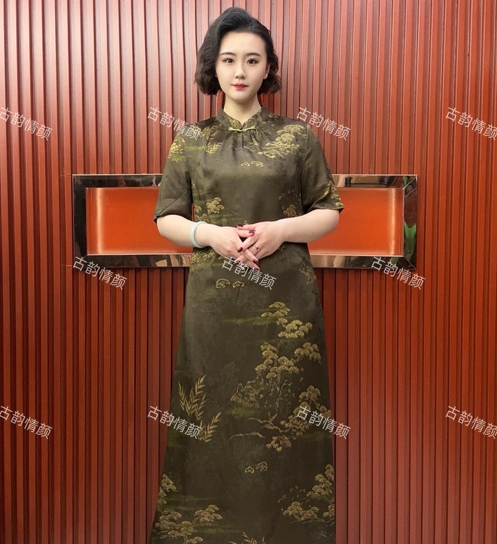 【和风】2025重磅香云纱新式旗袍风遮肉显瘦连衣裙时尚中国风旗袍