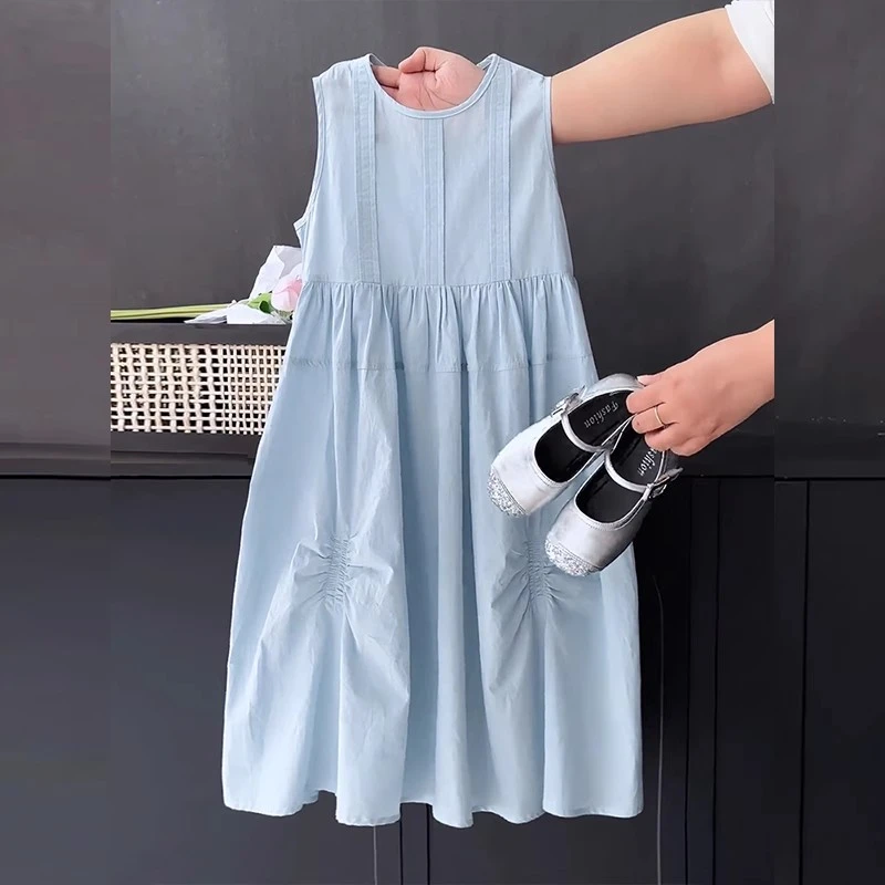 女童连衣裙夏季2025新款潮儿童度假风裙子夏装女孩无袖背心裙洋气