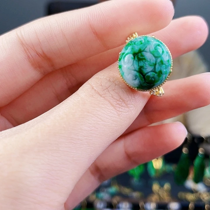 翡翠戒指银S925镶嵌饰品