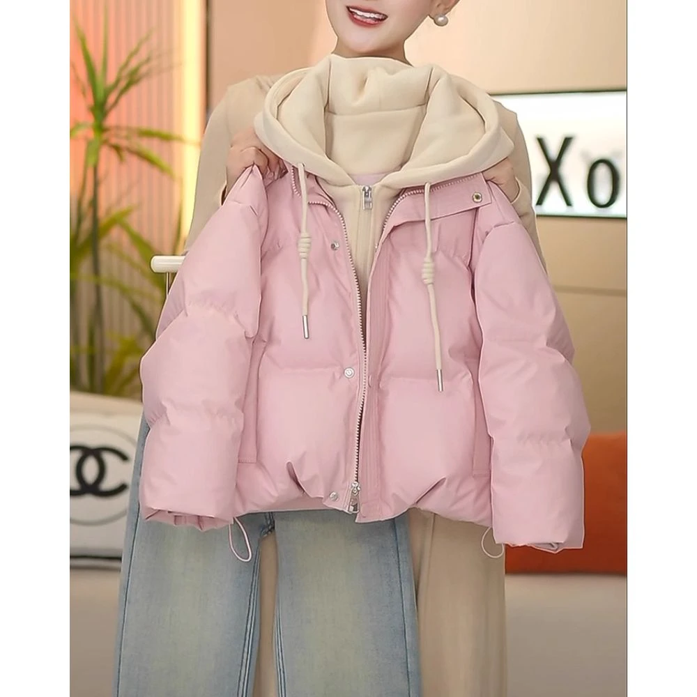 女童假两件棉服冬季2025新款洋气韩版保暖中大童儿童连帽外套冬装