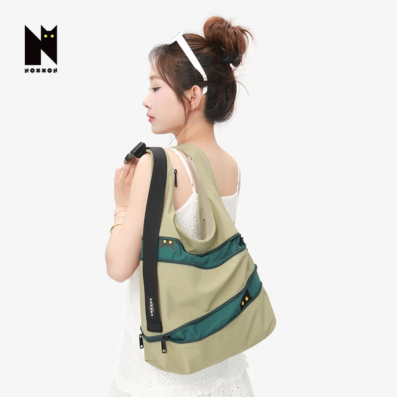 NOXXON休闲大容量斜挎男女通用多功能潮流设计尼龙单肩包包ND0217