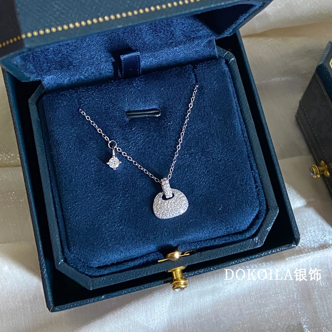 DOKOILA 坠链均925银 纯银闪钻小荷宝项链女手提包吊坠高级感
