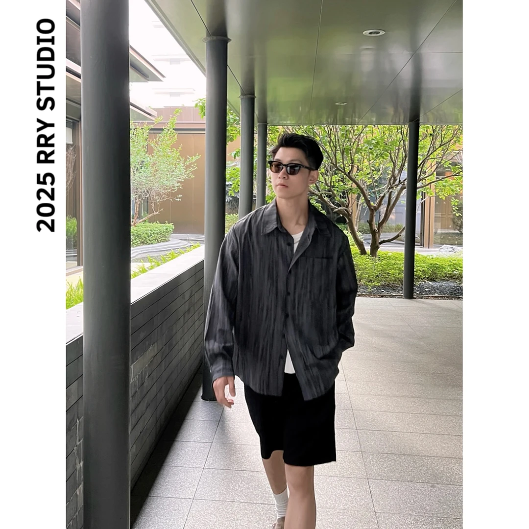 RRY [25SS]轻薄柔软肌理感提印休闲设计纹理长袖衬衫
