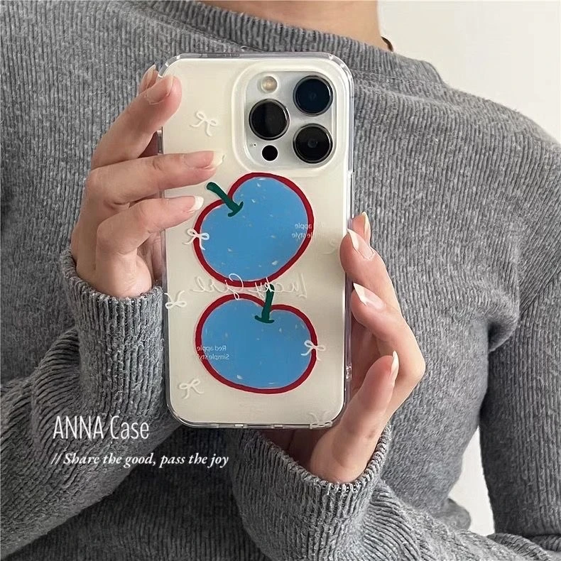 高级感涂鸦蓝苹果适用苹果iPhone16ProMax手机壳15pro新款13小众