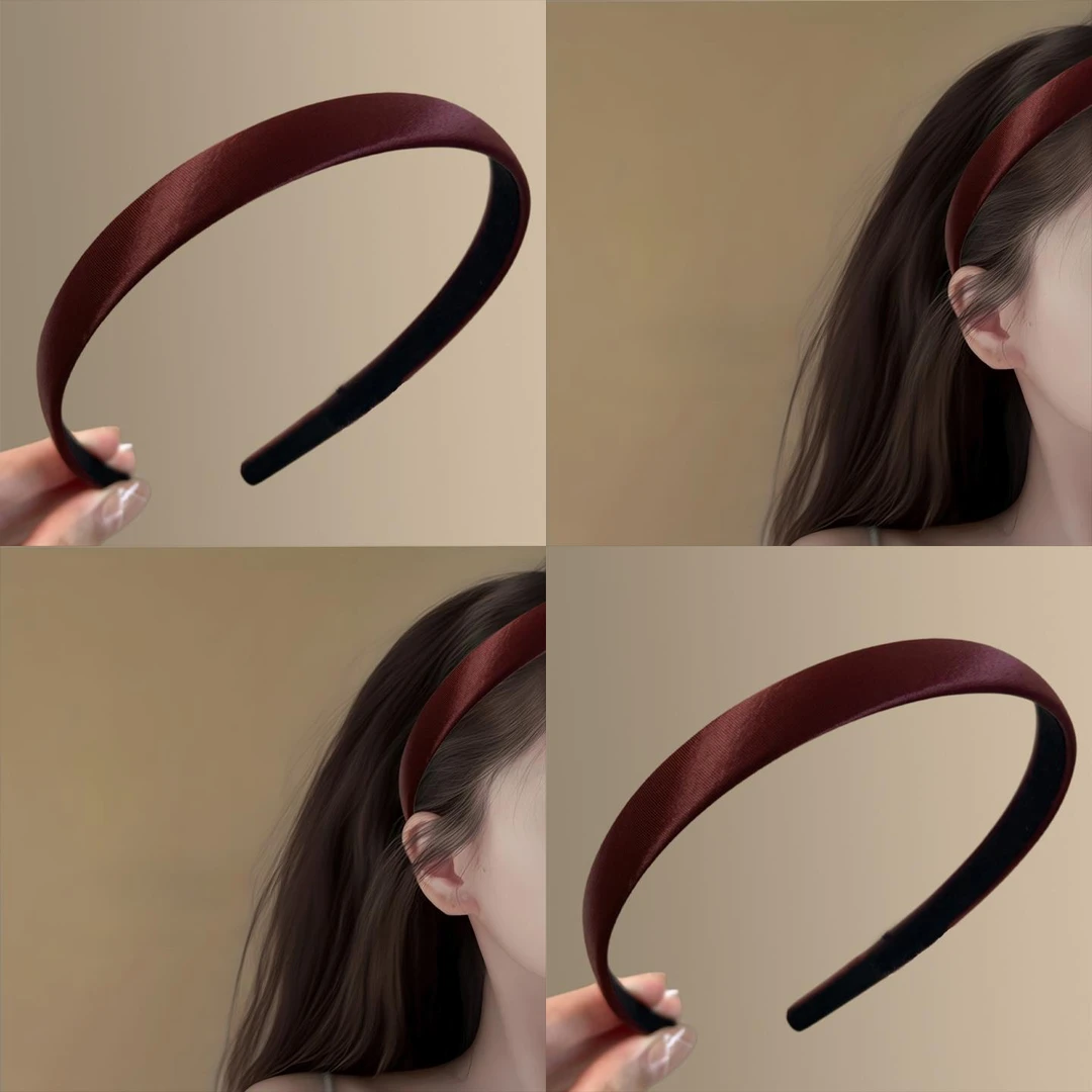 珠光酒红~法式覆古缎面发箍气质轻奢感百搭发箍高颅顶2025款