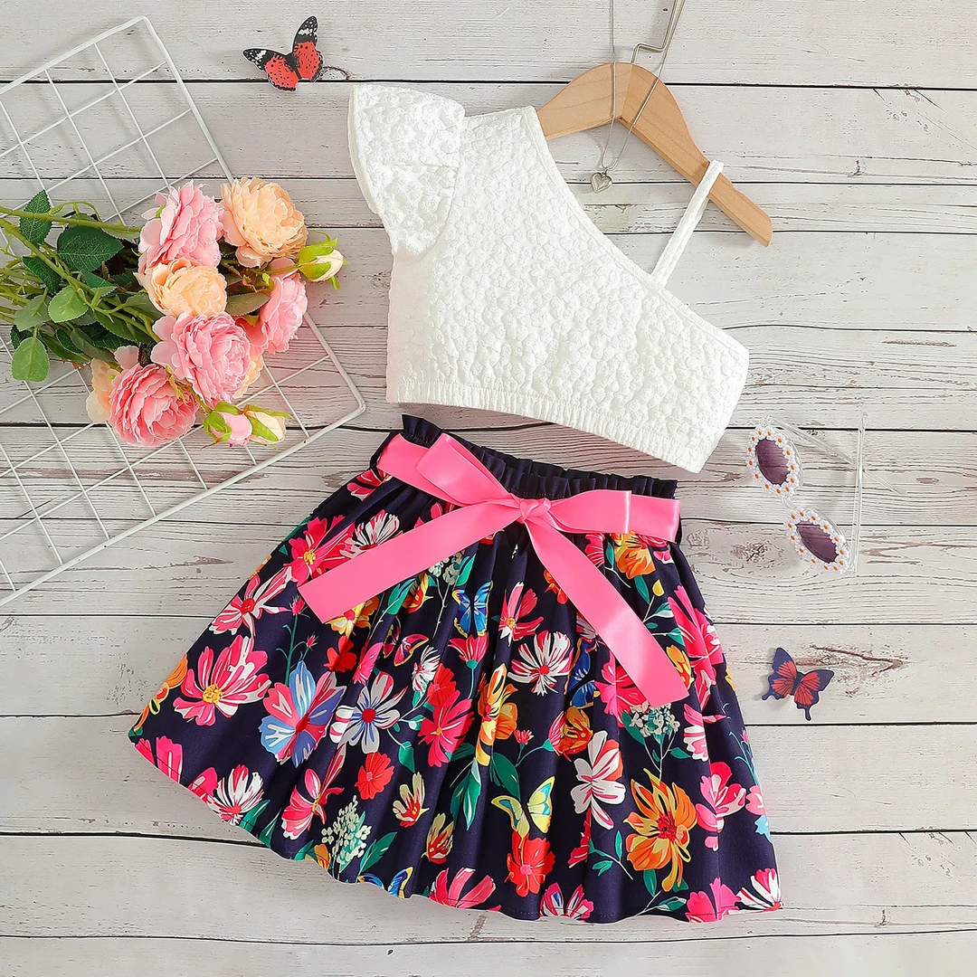 外贸跨境女童夏季新款碎花半身裙子年a字伞裙儿童短裙蓬蓬裙百搭