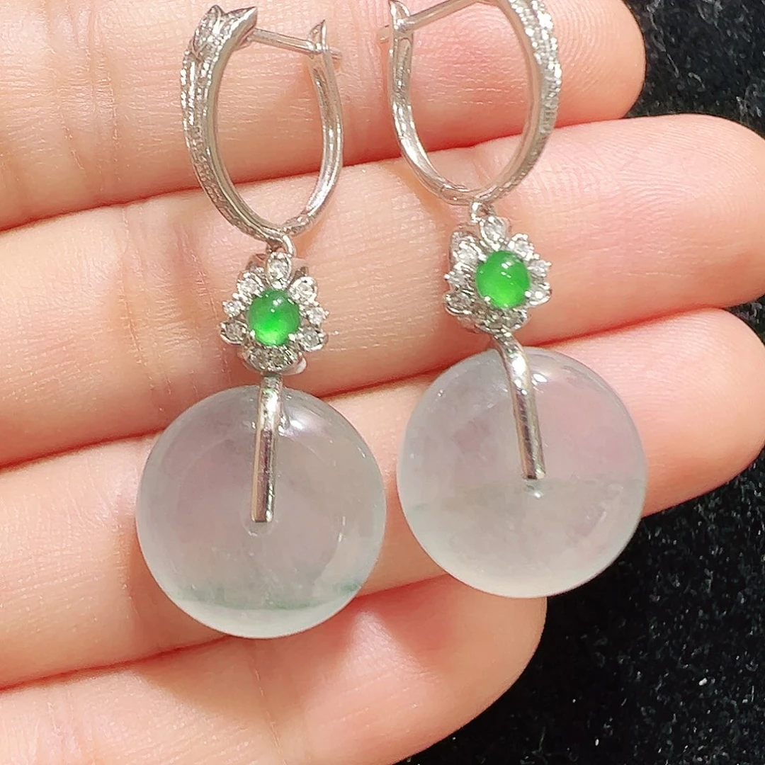 翡翠18K金镶嵌耳饰