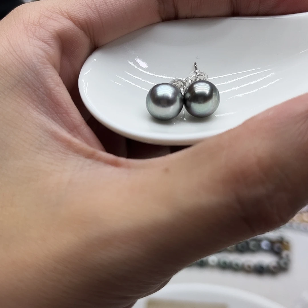银S925镶嵌耳饰海水珍珠