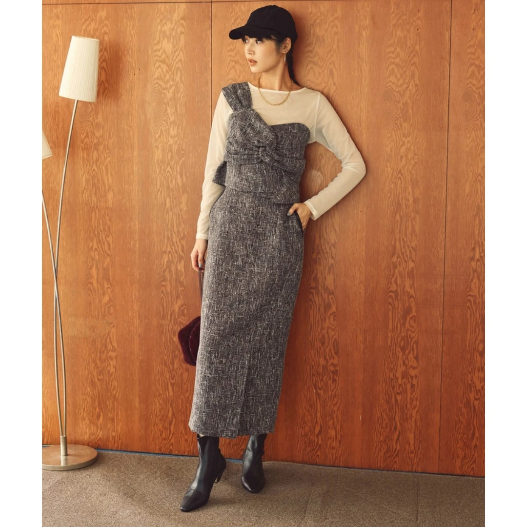 【Montendre】 秋季新款 A 时尚显瘦修身气质粗花呢紧身裙