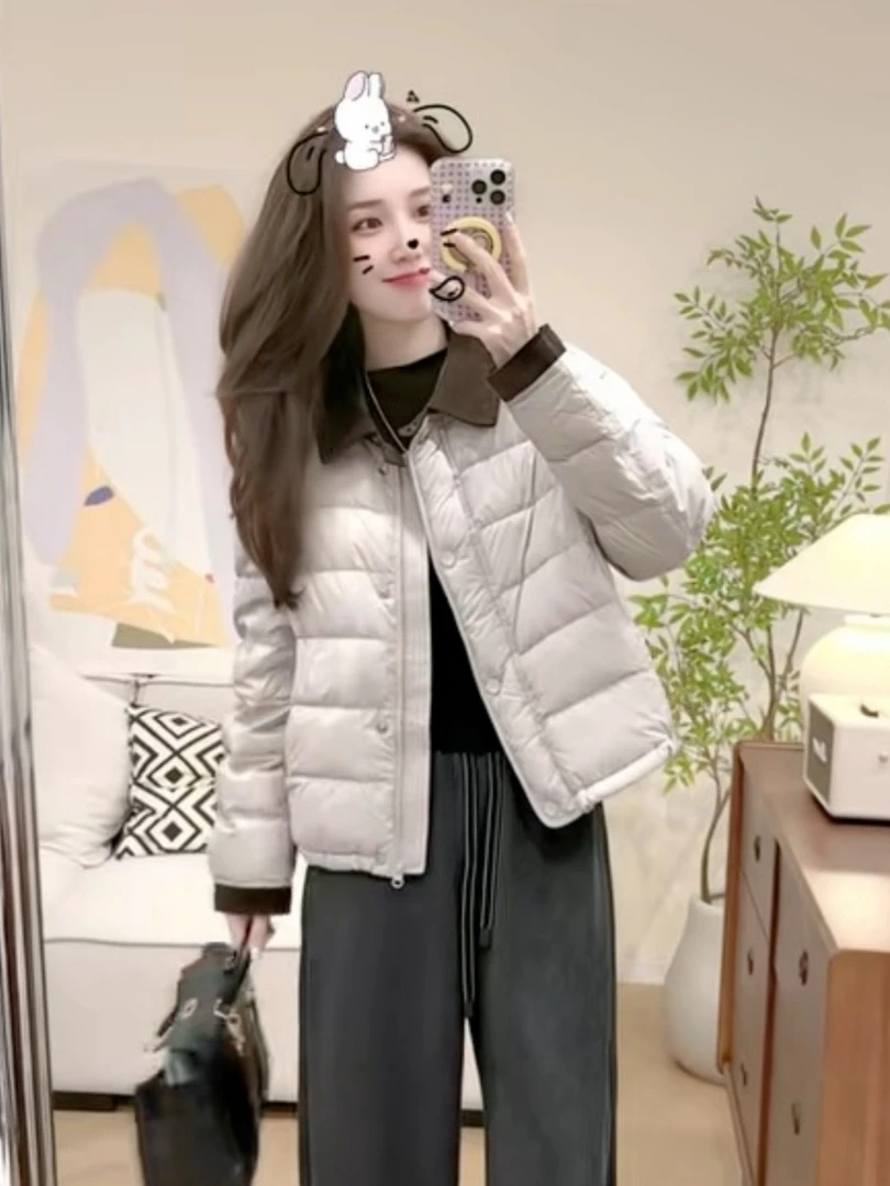 2025冬季新款时尚宽松洋气显瘦保暖休闲外套通勤百撘翻领短款棉服