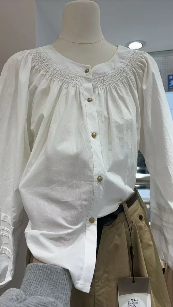 【法式气质】褶皱设计高级感时尚百搭衬衫-苋 17132(917)