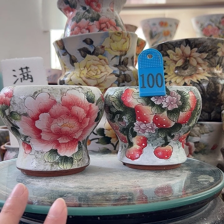 景德镇手绘花盆满38包邮偏远地区除外