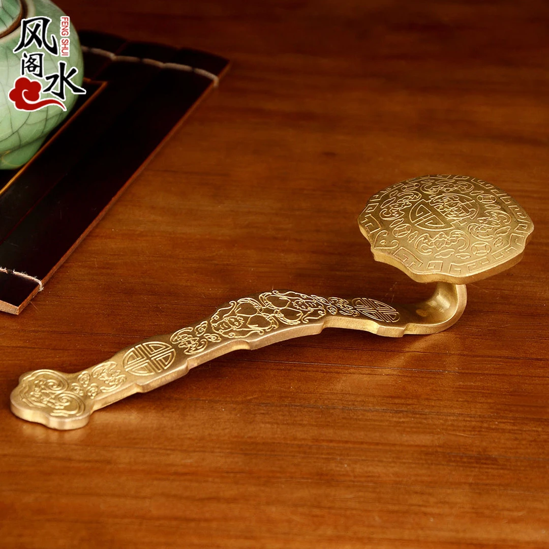 风水阁中式铜如意摆件挂件小号铜如意手把件家居装饰工艺礼品摆设