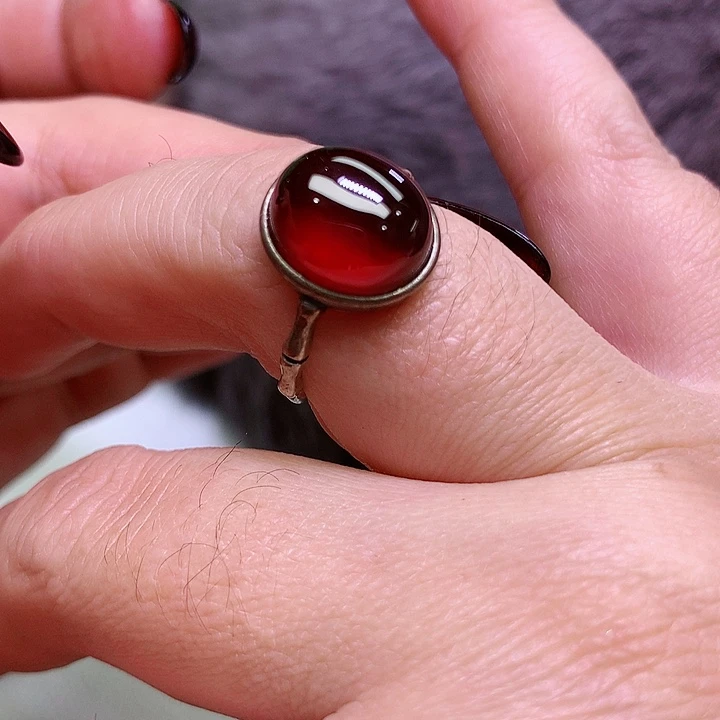 石榴石戒指银S925镶嵌