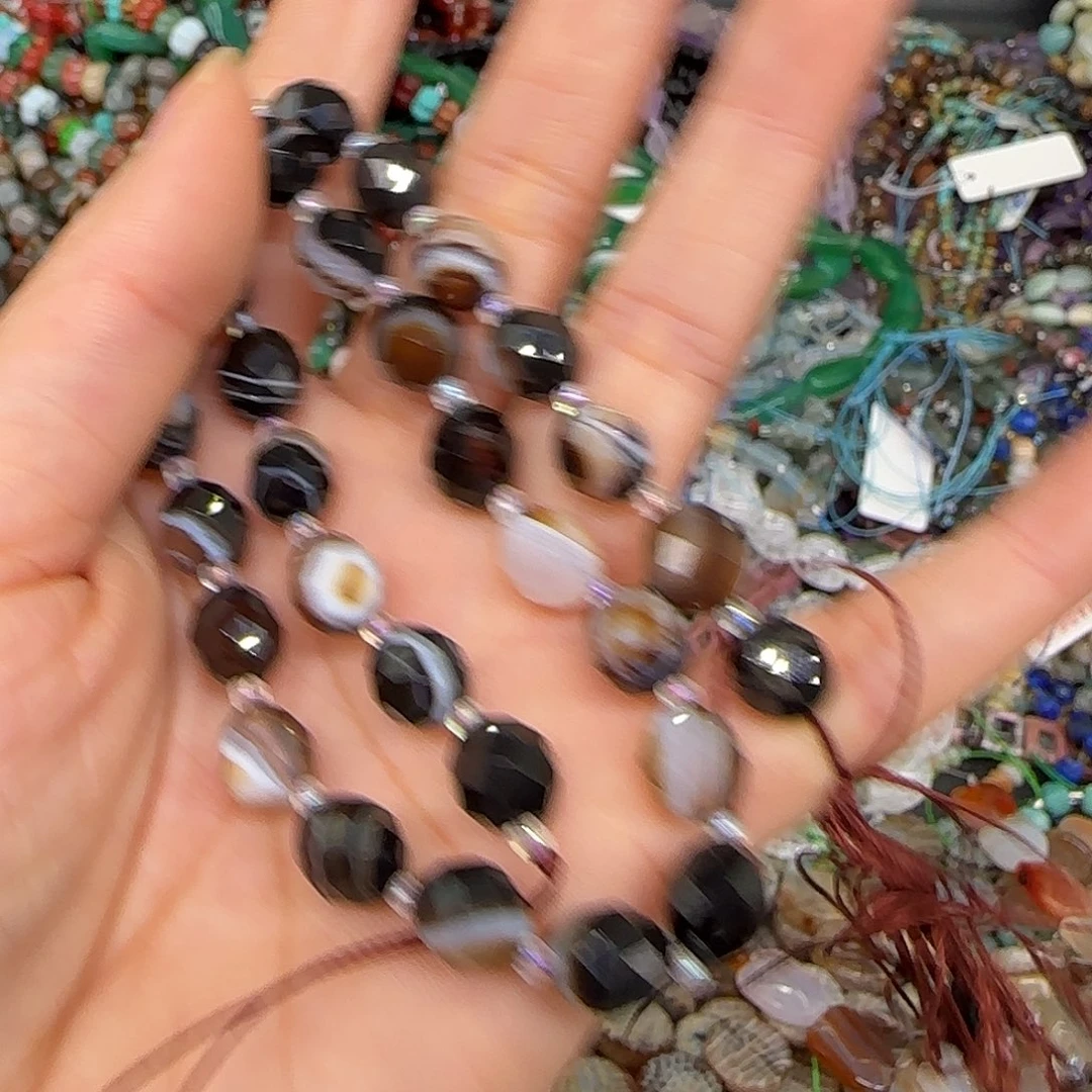 玛瑙/玉髓合金珠宝半成品玛瑙椭圆切面8mm一条