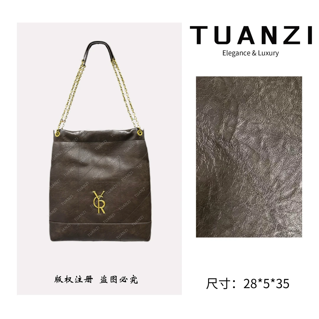 TUANZI『高端玩家』秋冬新款小众设计腋下水桶包 SD-50207-可露丽咖