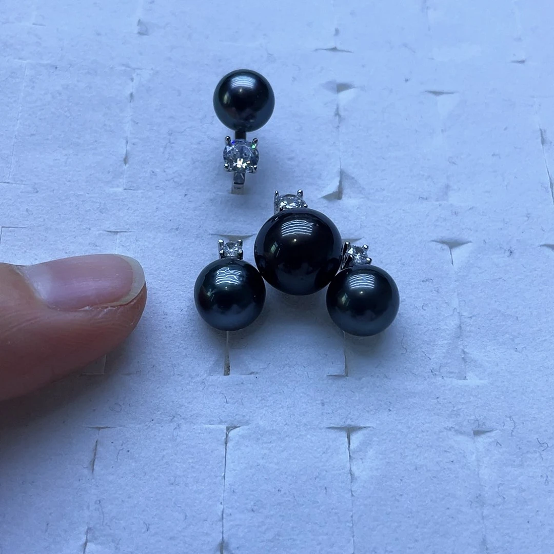 海水珍珠耳饰银S925镶嵌