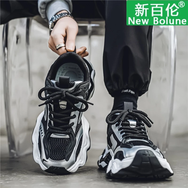 新百伦老爹鞋男2025新款夏季网面运动鞋青少年厚底百搭透气跑步鞋