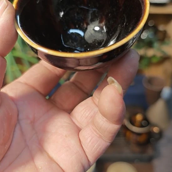 天然老黑釉斗笠盏