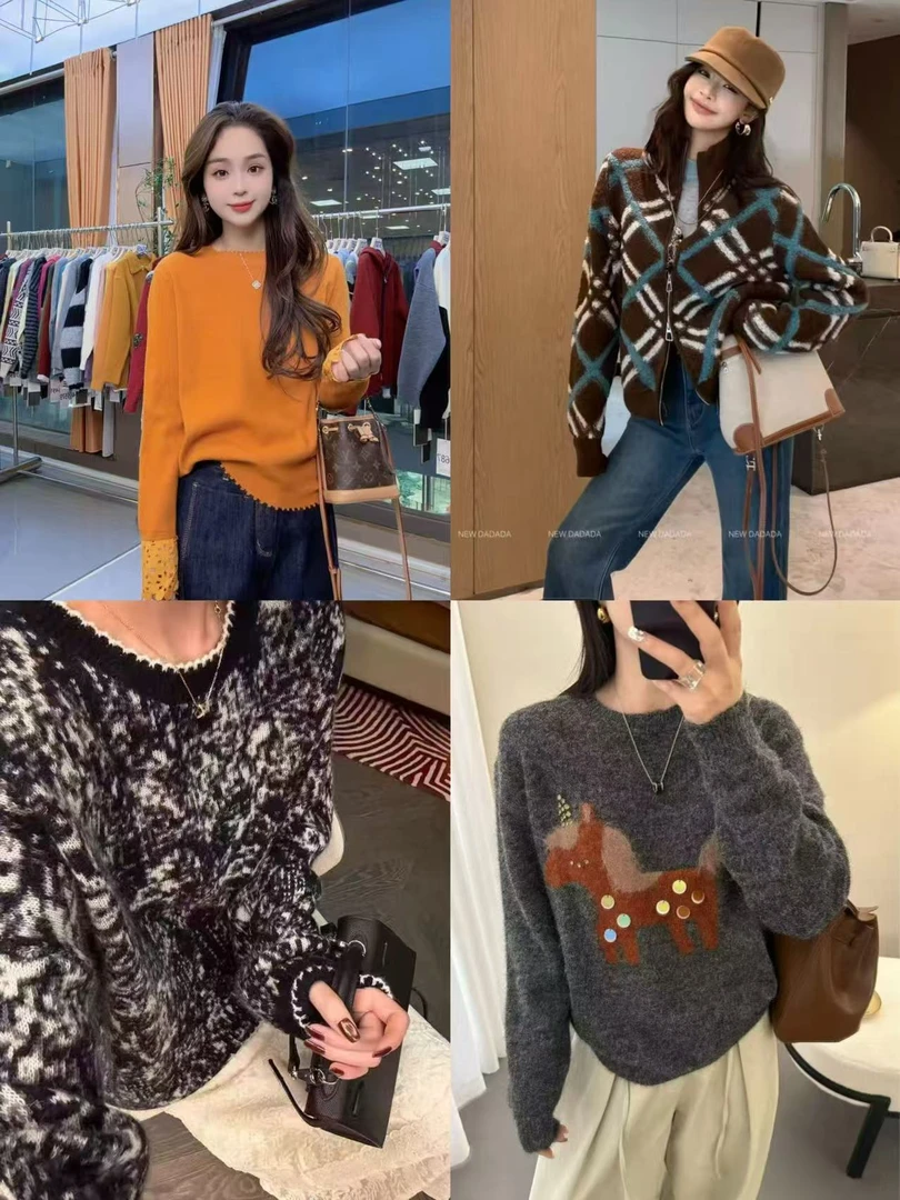 D001-D100【清仓集合】秋冬新款针织套头开衫长袖超美上衣清仓集合