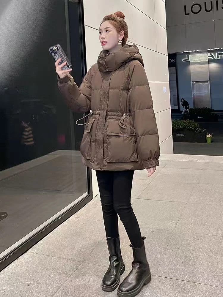 2024冬季新款收腰咖啡色百搭羽绒服外套C706