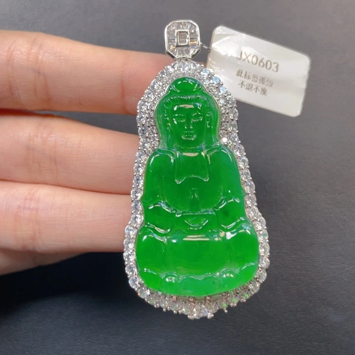 翡翠银S925镶嵌吊坠(不含链)