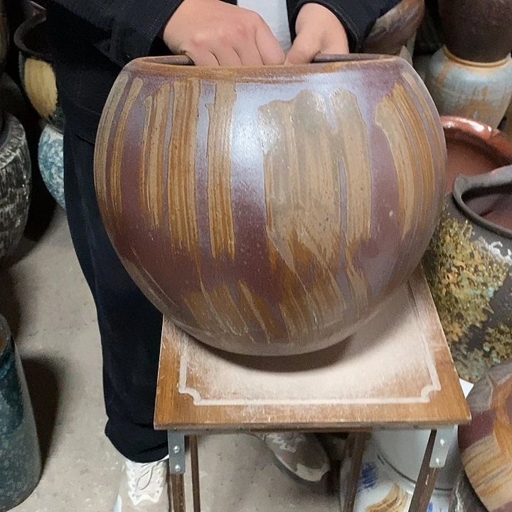 紫砂花盆口23高度27鎏金色………