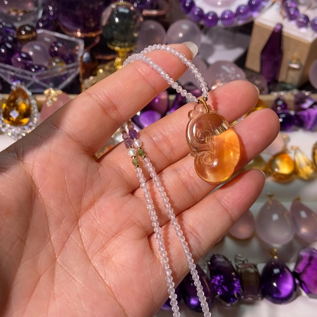 水晶未镶嵌颈饰天然水晶吊坠