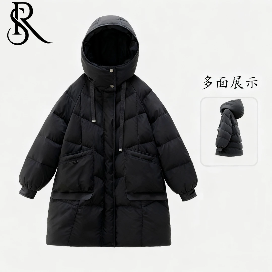 中长款90鸭绒大码女款羽绒服高品质哑光泡芙质感羽绒服