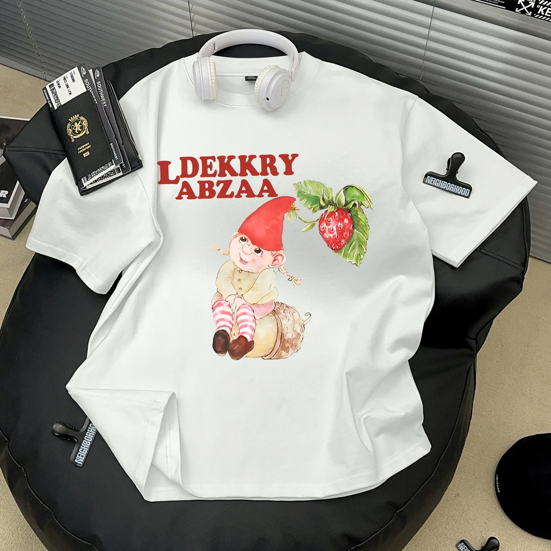 Dekkry夏季百搭设计感创意上衣2025新款潮牌纯棉圆领短袖t恤男女