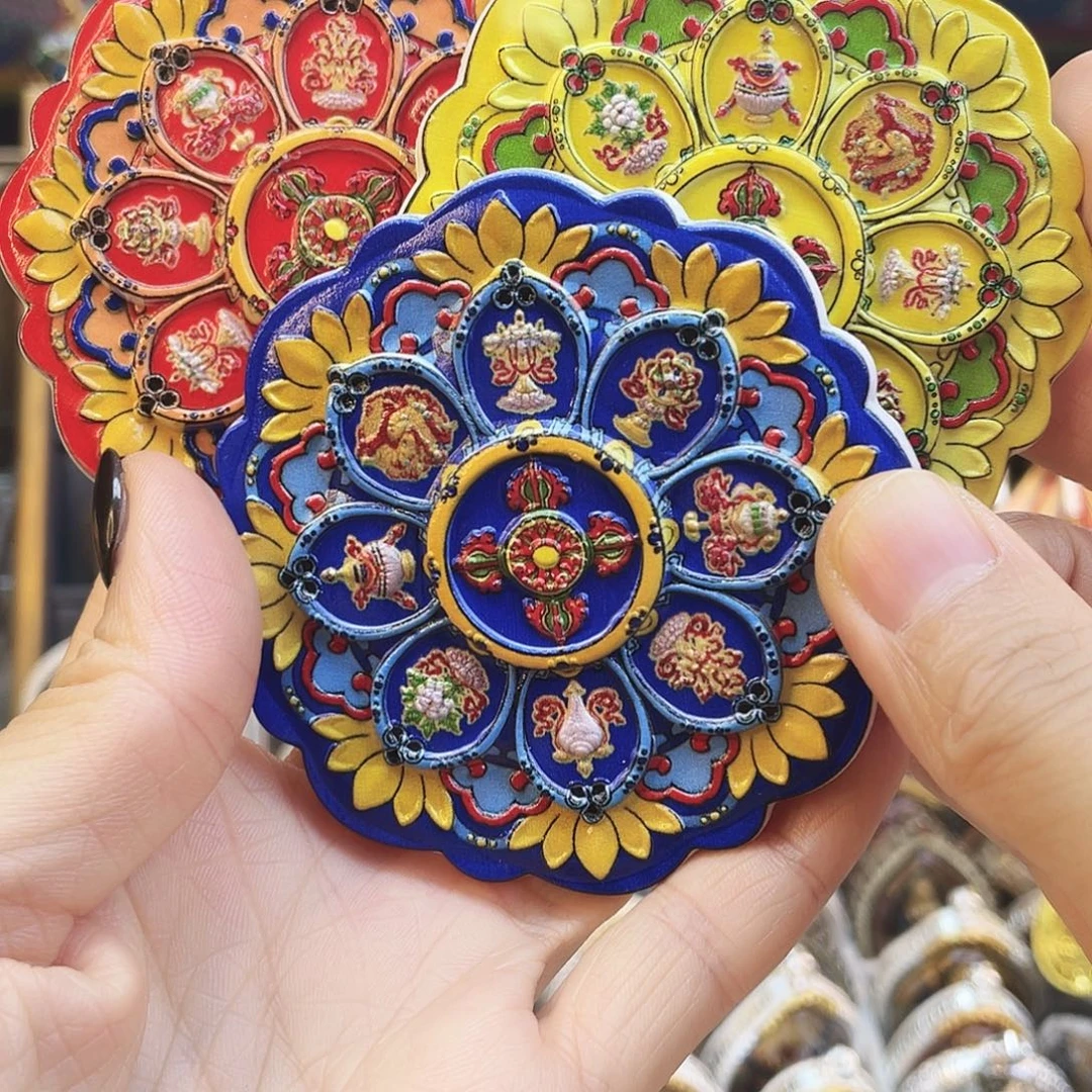 泥塑吉祥八宝 陶瓷 冰箱贴（3选1