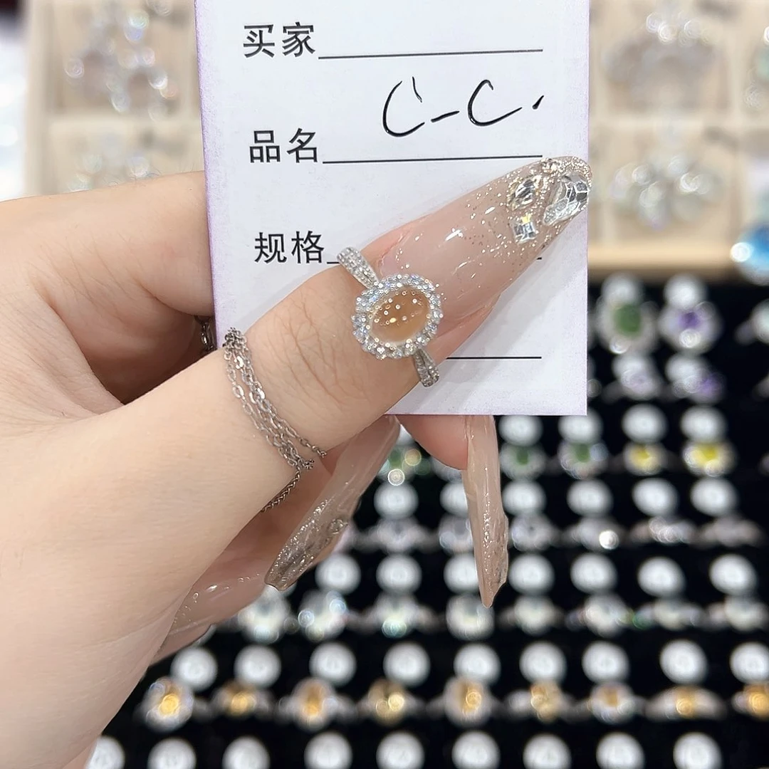 C****黄晶戒指银S925镶嵌