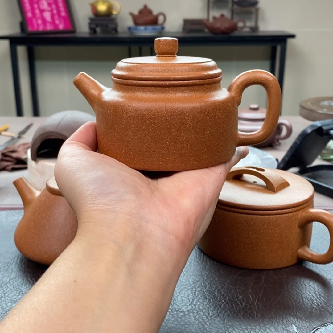 茶壶紫砂老宕口黄金段德钟220cc全手