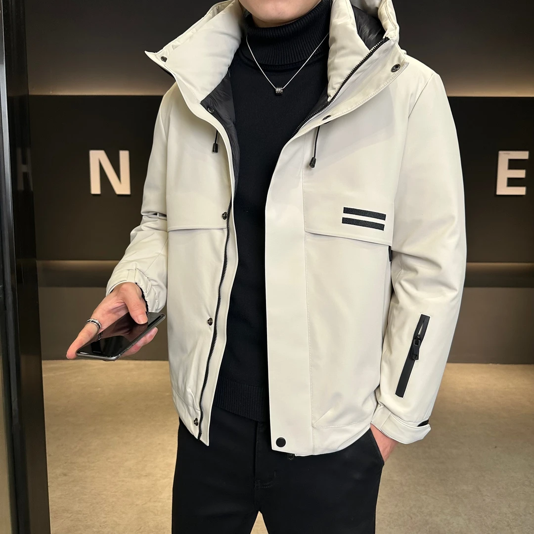 高端潮牌时尚百搭冬装新款连帽羽绒服男士加厚保暖冲锋衣休闲外套