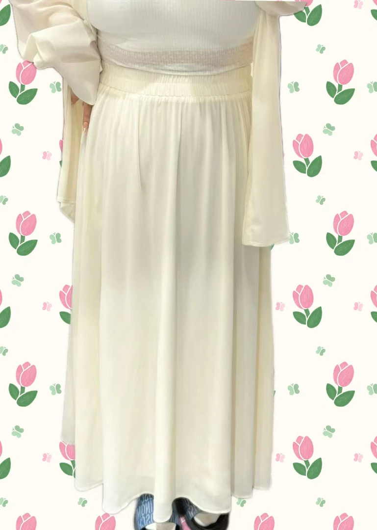 SQ8709-2女装半身裙夏季新款高腰法式宽松波嬉风雪纺裙