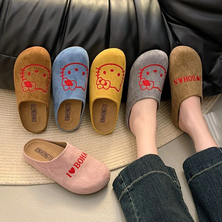 平底可爱防滑女外穿2025年新款软底包头拖鞋舒适复古百搭卡通动漫