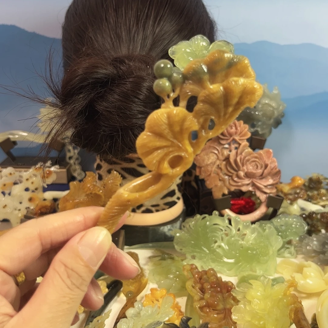 蛇纹石玉合金发饰