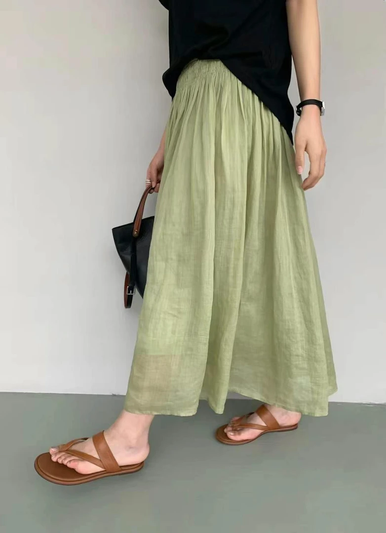 LIS&AZ-三色褶皱松紧腰半裙CT42826