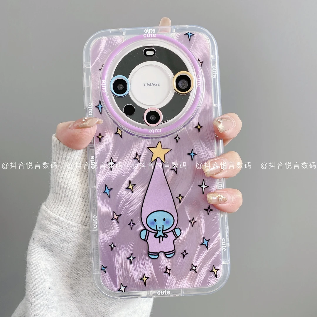 泡芙羽纱适用华为mate60pro/50/40/30苹果16pro小米手机壳潮小象