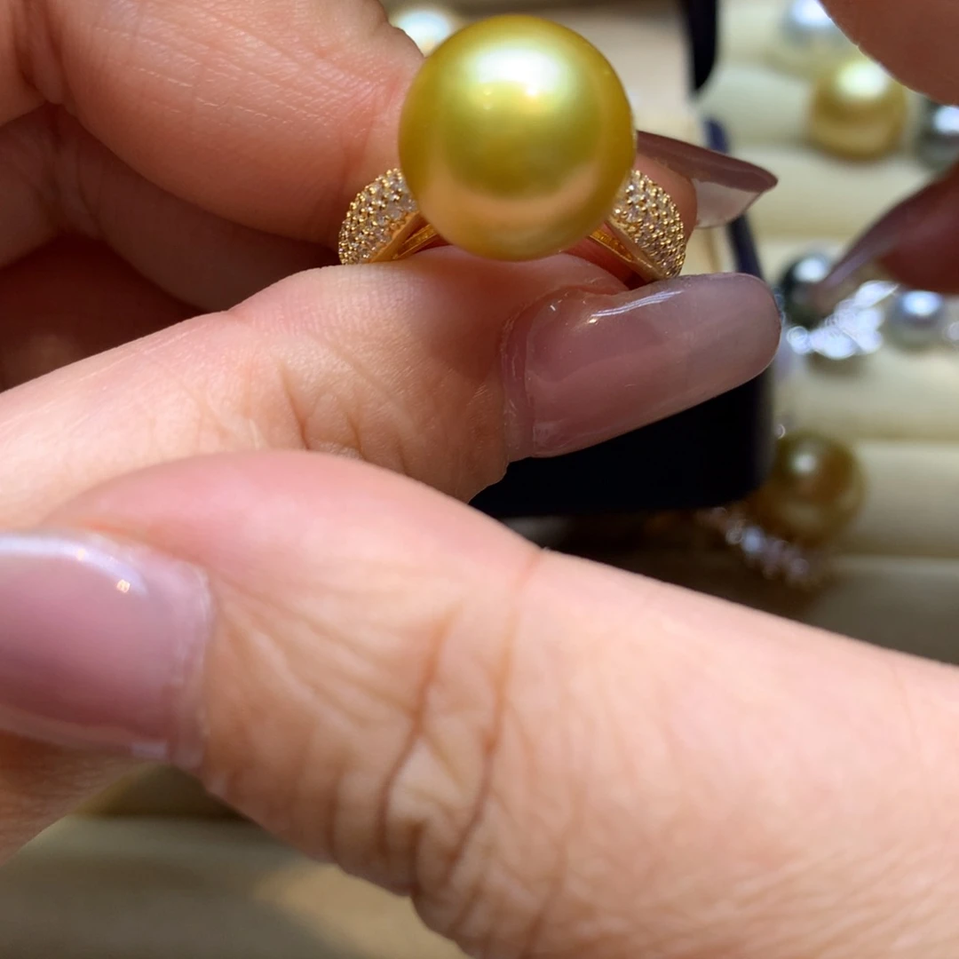 银S925镶嵌戒指海水珍珠
