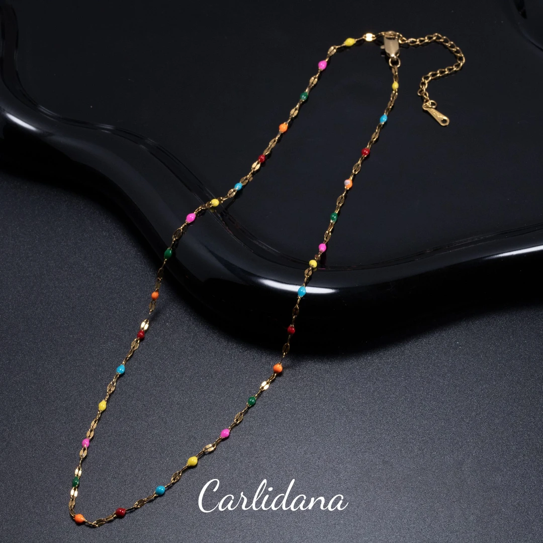 钛钢珐琅项链 【CARLIDANA】手工时尚百搭复古小众简约GX00907D-1
