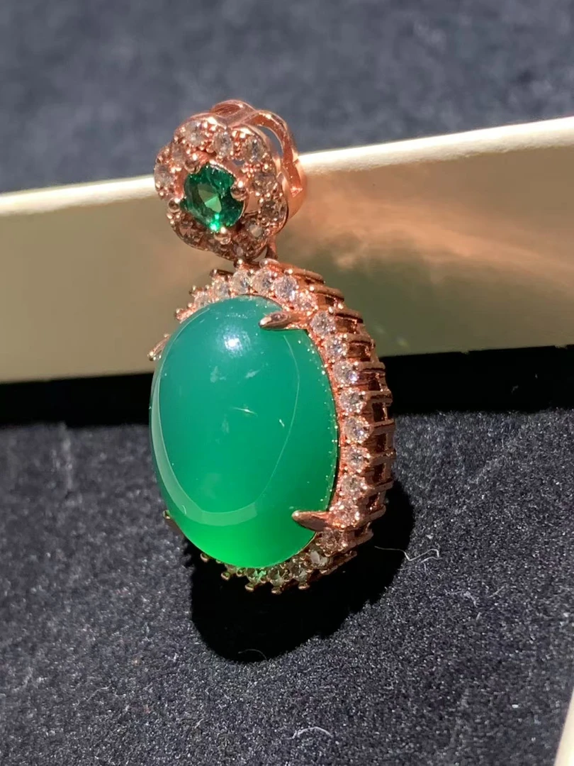 合金吊坠 满色大绿蛋吊坠玫瑰金色-71