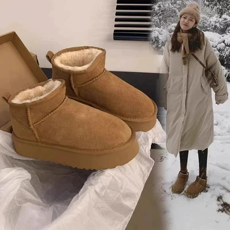 加绒雪地靴女外穿厚底2025秋冬季新款雪地棉